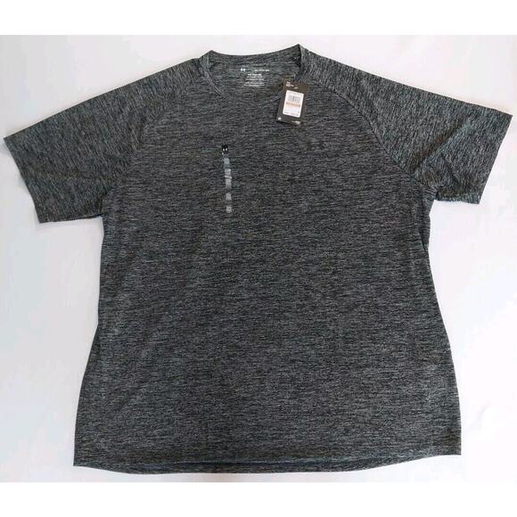 Under Armour Tech Tee Shirt Mens Sz 3XL Black Marl Flecked Athletic - Picture 1 of 3